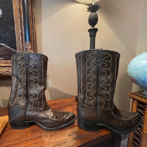 ACME Dark Brown Western Cowboy Boots - Picture 2 of 11